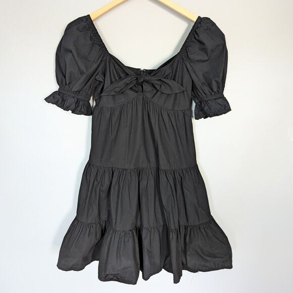 Express Black Baby Doll Puff Sleeve Mini Dress size Small - Picture 1 of 6